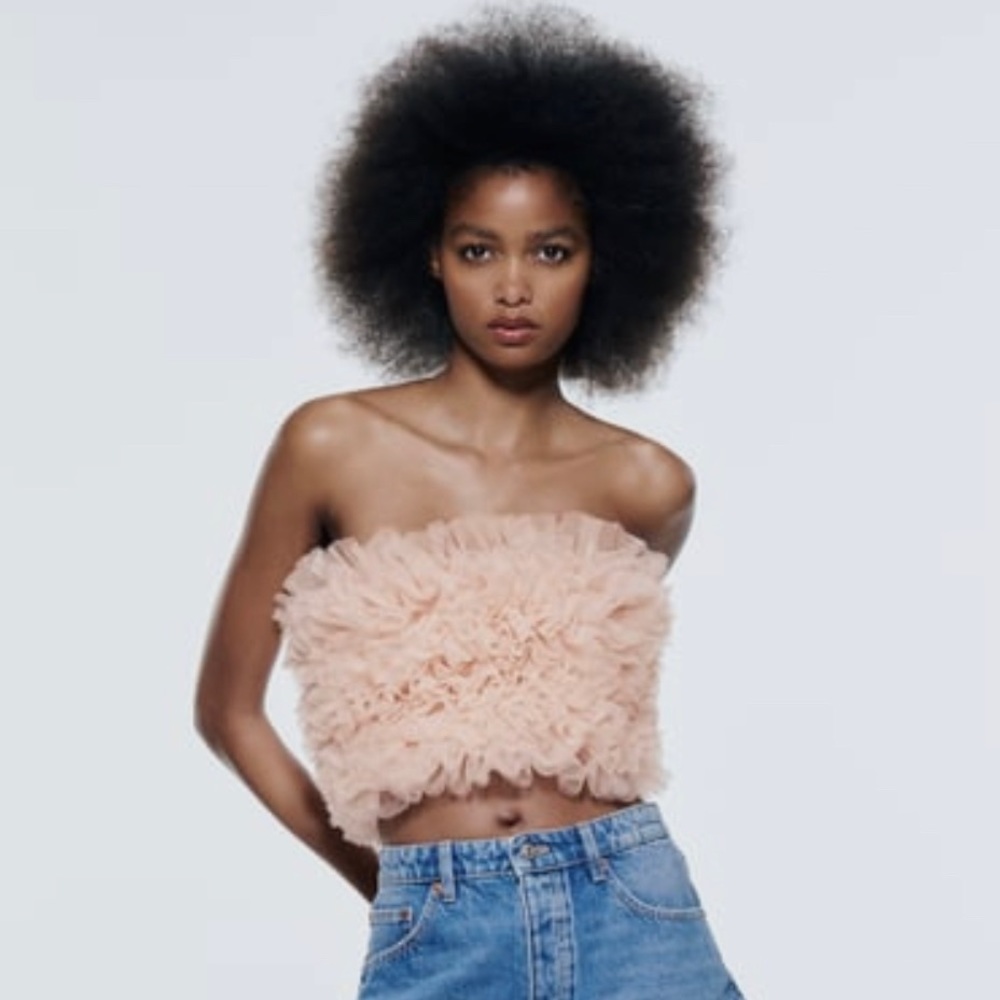 zara knit camisole with tulle